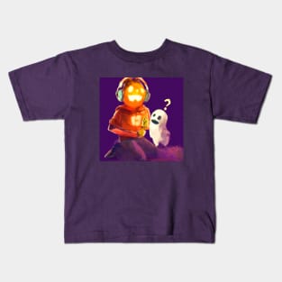 Curious Ghost Investigates a Pumpkin Music Teen Kids T-Shirt